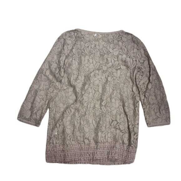 Lace 3/4 sleeve sheer tunic layering top - Picture 4 of 4